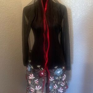 SHEIN Black Sheer Floral Kimono in size 16